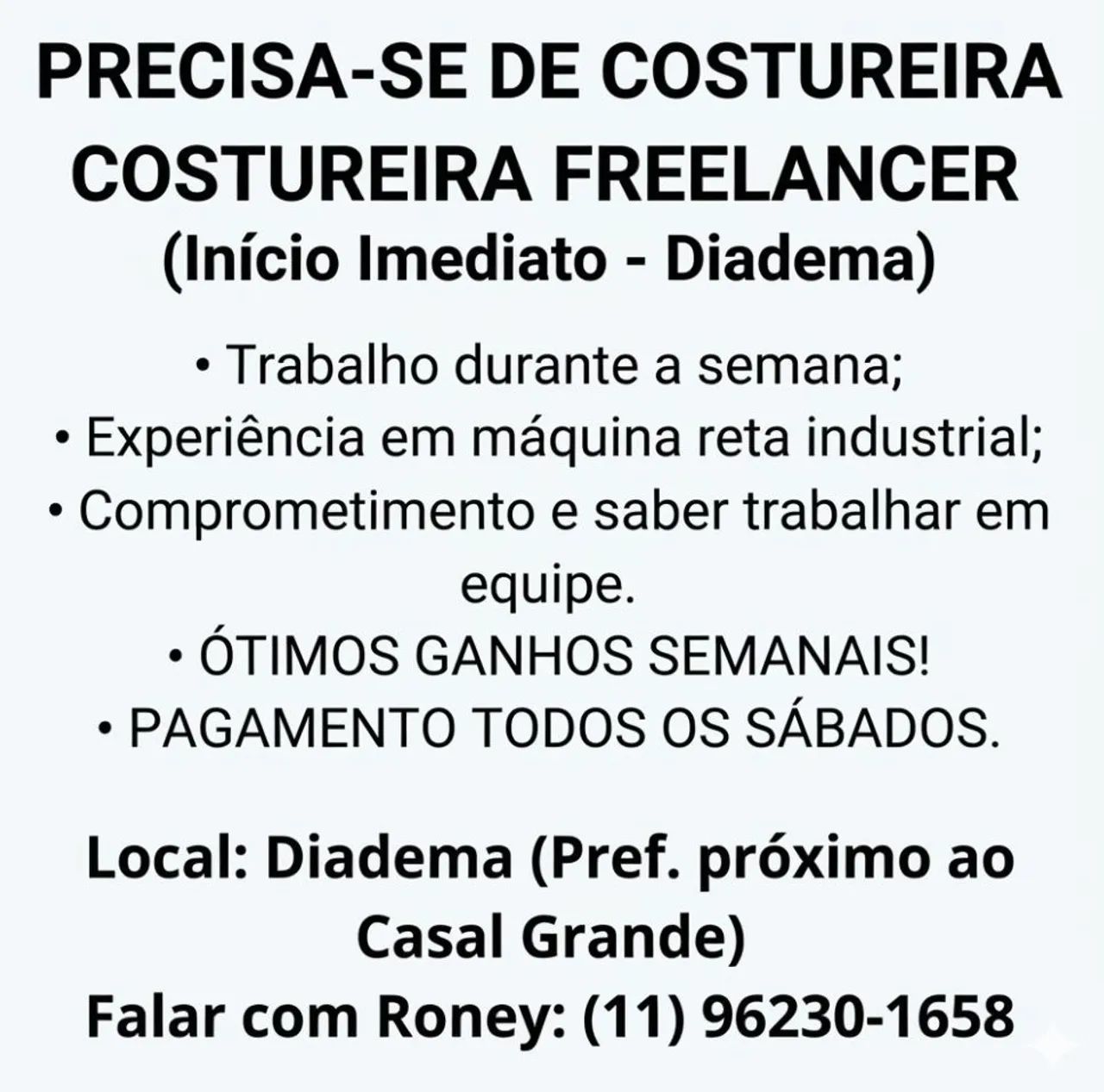 Costureira free lancer 