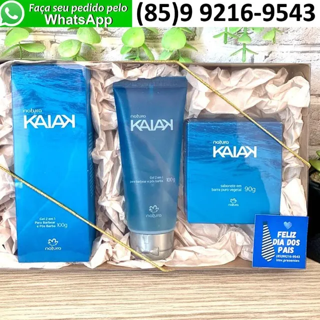 Kit Presente Dia dos Pais Gel 2em1 de Barbear e Pós Barab Kaiak + Sabonete Natura