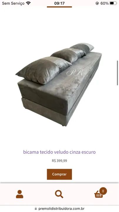 Bicama de Veludo Azul - Sofá Cama Confortável