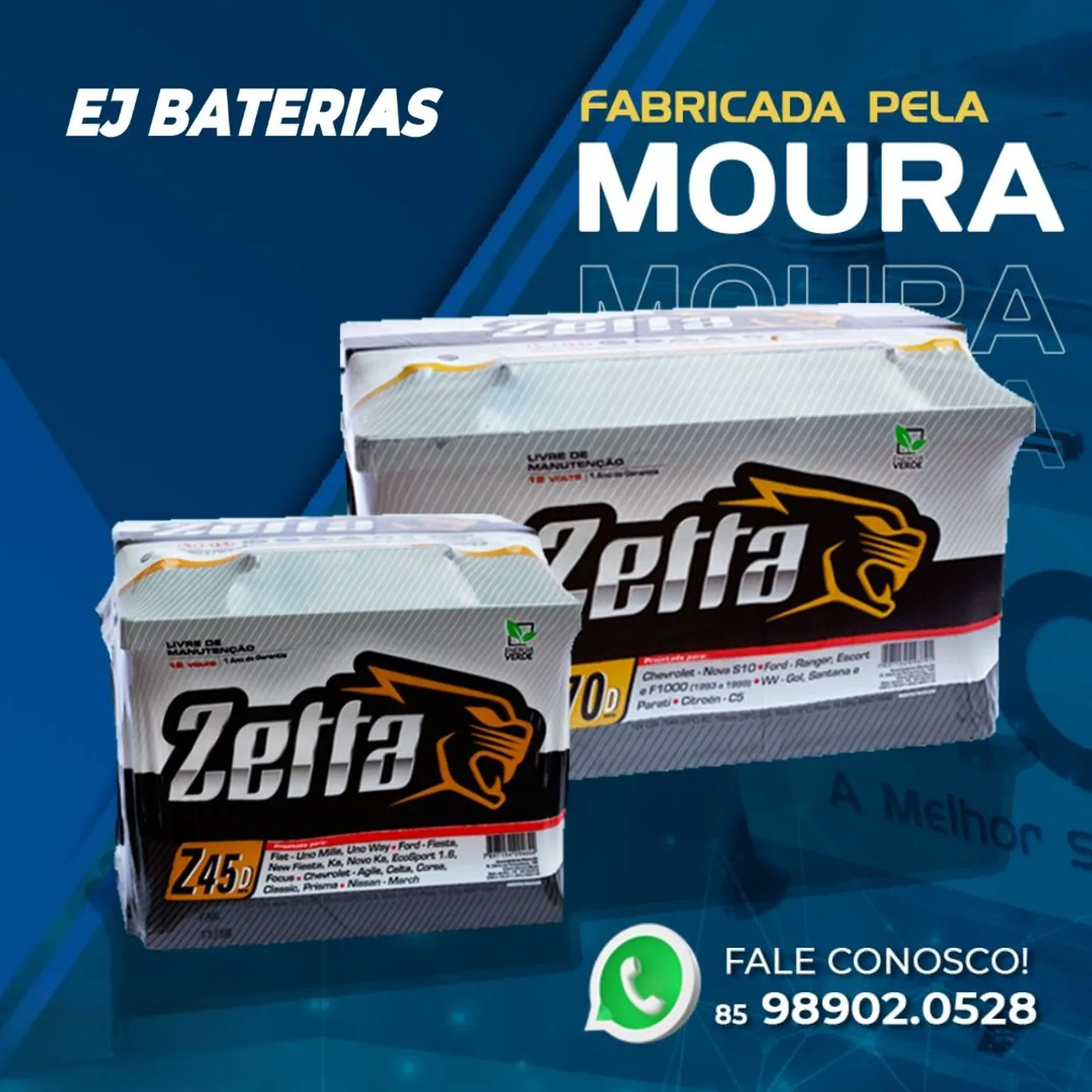 Bateria 100 amperes zetta de caminhão