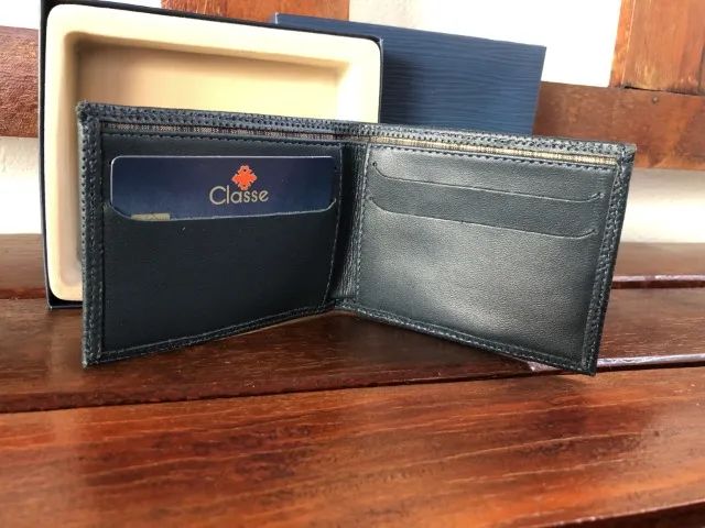 Carteira Masculina Porta Cartão Classe Couro Elegante M215 Azul Petróleo - Foto 2