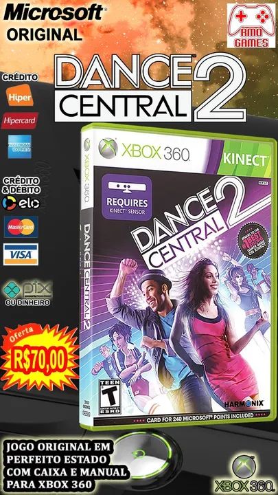 Jogo Original Dance Central 2 para Xbox 360, aspecto de novo!