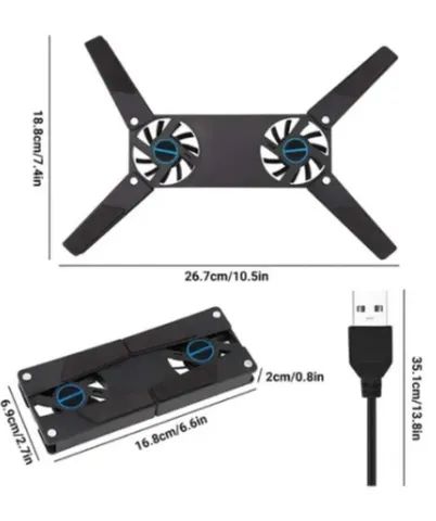 Suporte Base Notebook Com Cooler (2 Ventiladores) De Ventilação (z358) - Foto 2