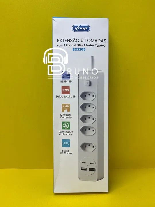 Extensão 5 Tomadas 2 USB 2 Tipo C - Foto 2
