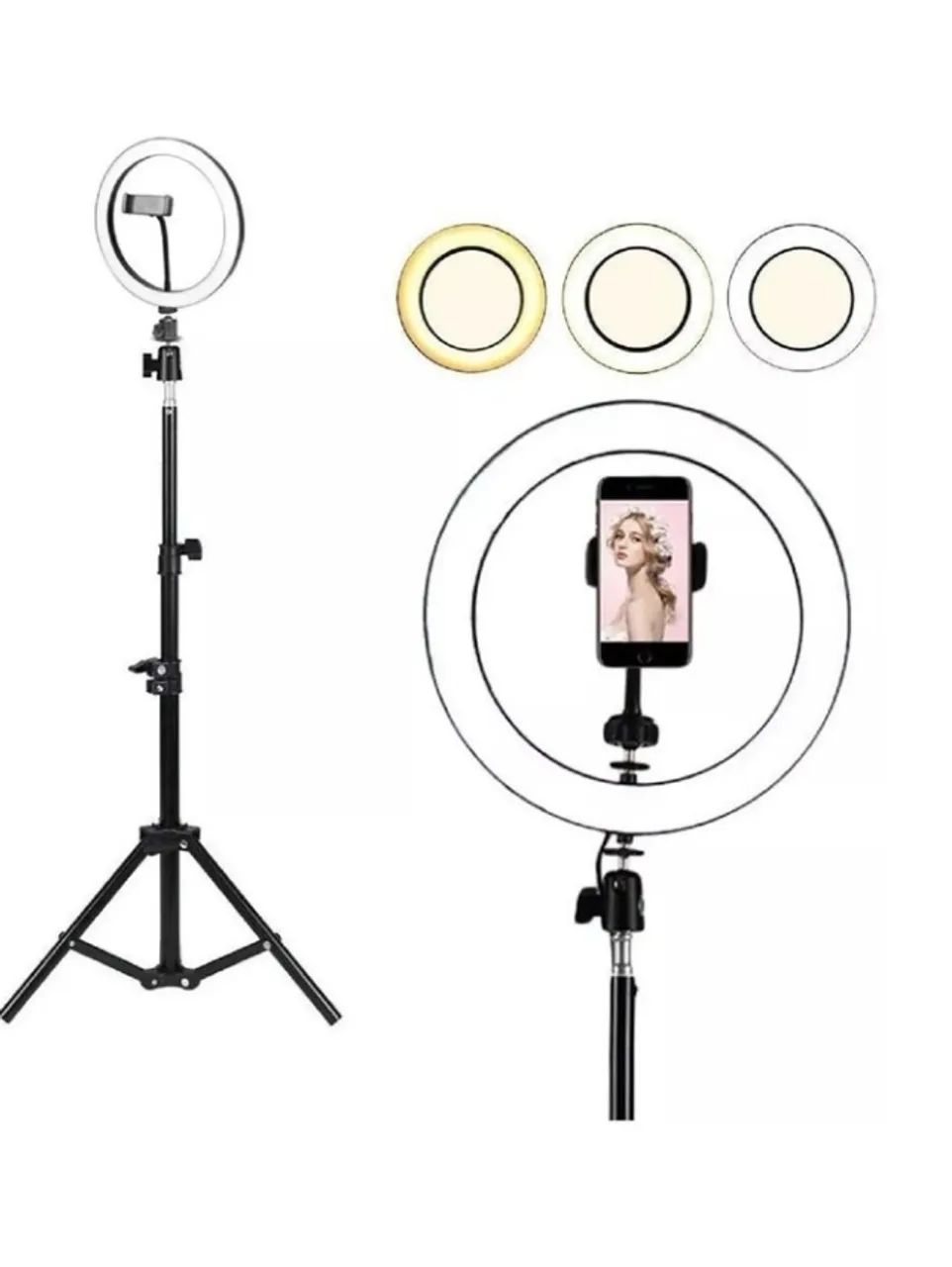 Ring Light Led celular selfie Iluminador 26cm 10 Polegadas Completo Tripé 210cm - Foto 2