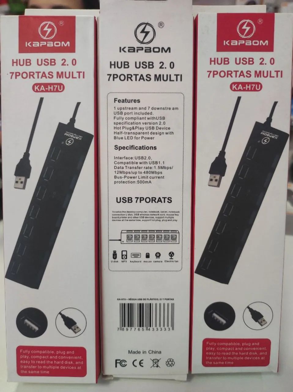 Hub USB 2.0 7 Portas Multi