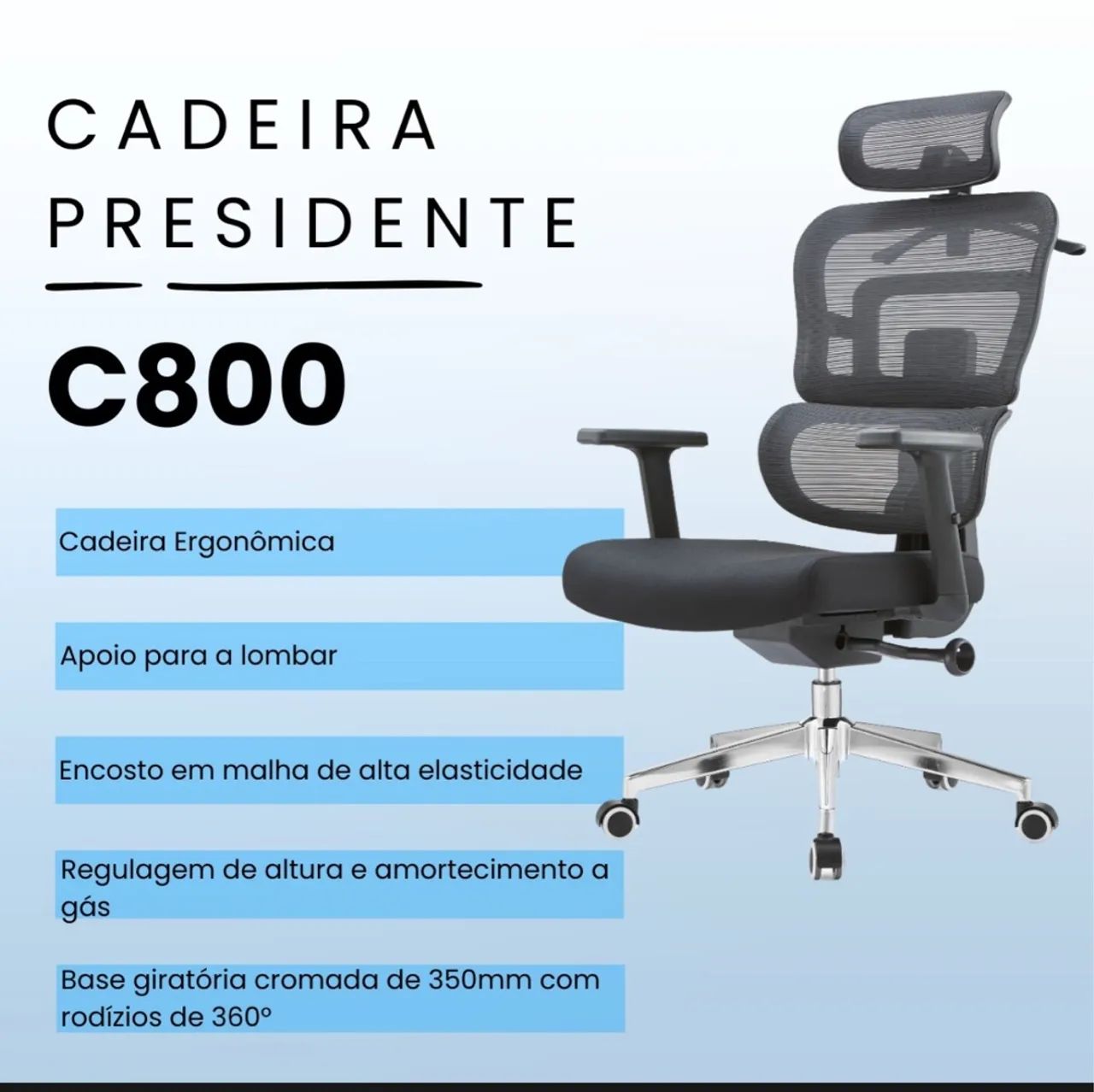 CADEIRA PRESIDENTE ERGOTELA COM TELA MESH MÓVEIS PARA ESCRITÓRIO 