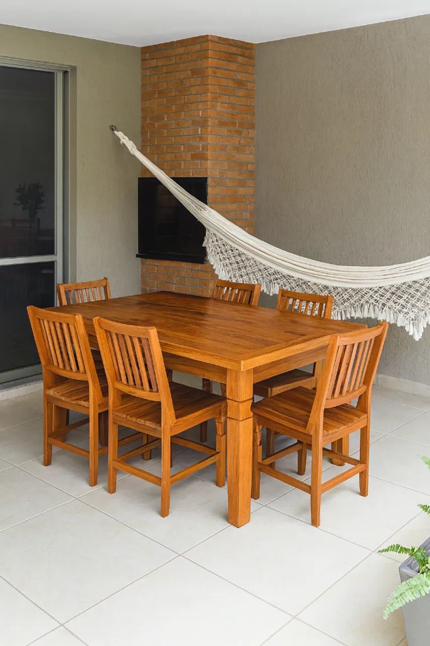 Mesa Jantar Kit Com 6 Cadeiras - Madeira De Demolição 