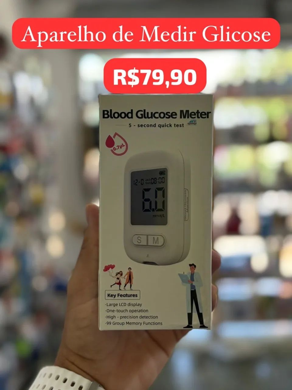 Aparelho de Medir Glicose - Monitoramento Rápido