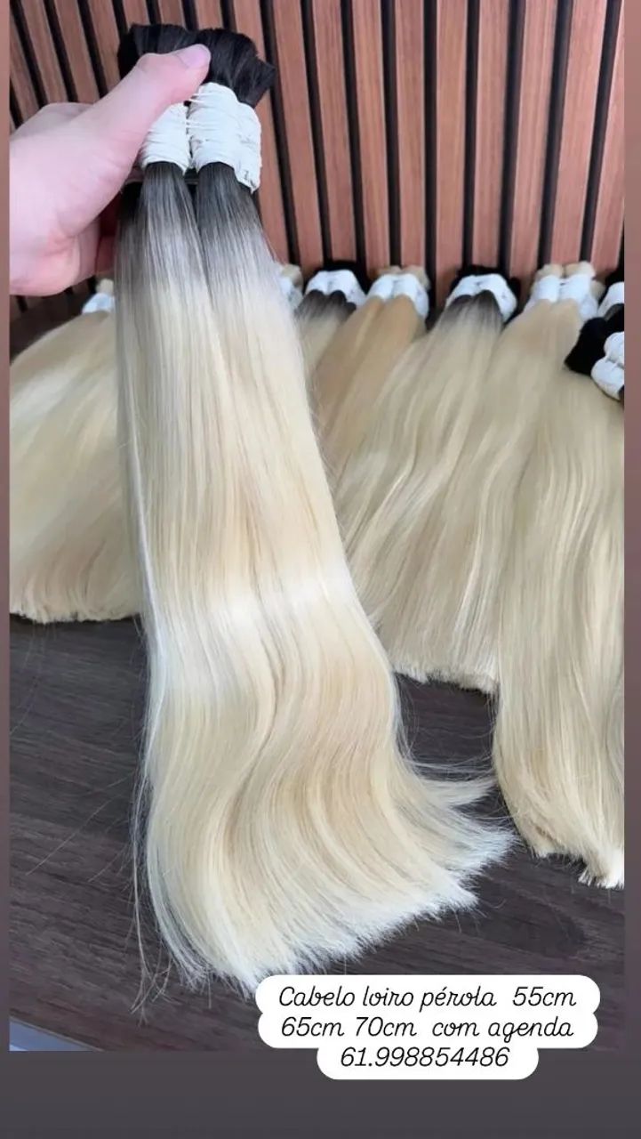Extensão capilar loiro pérola 65cm - Foto 3