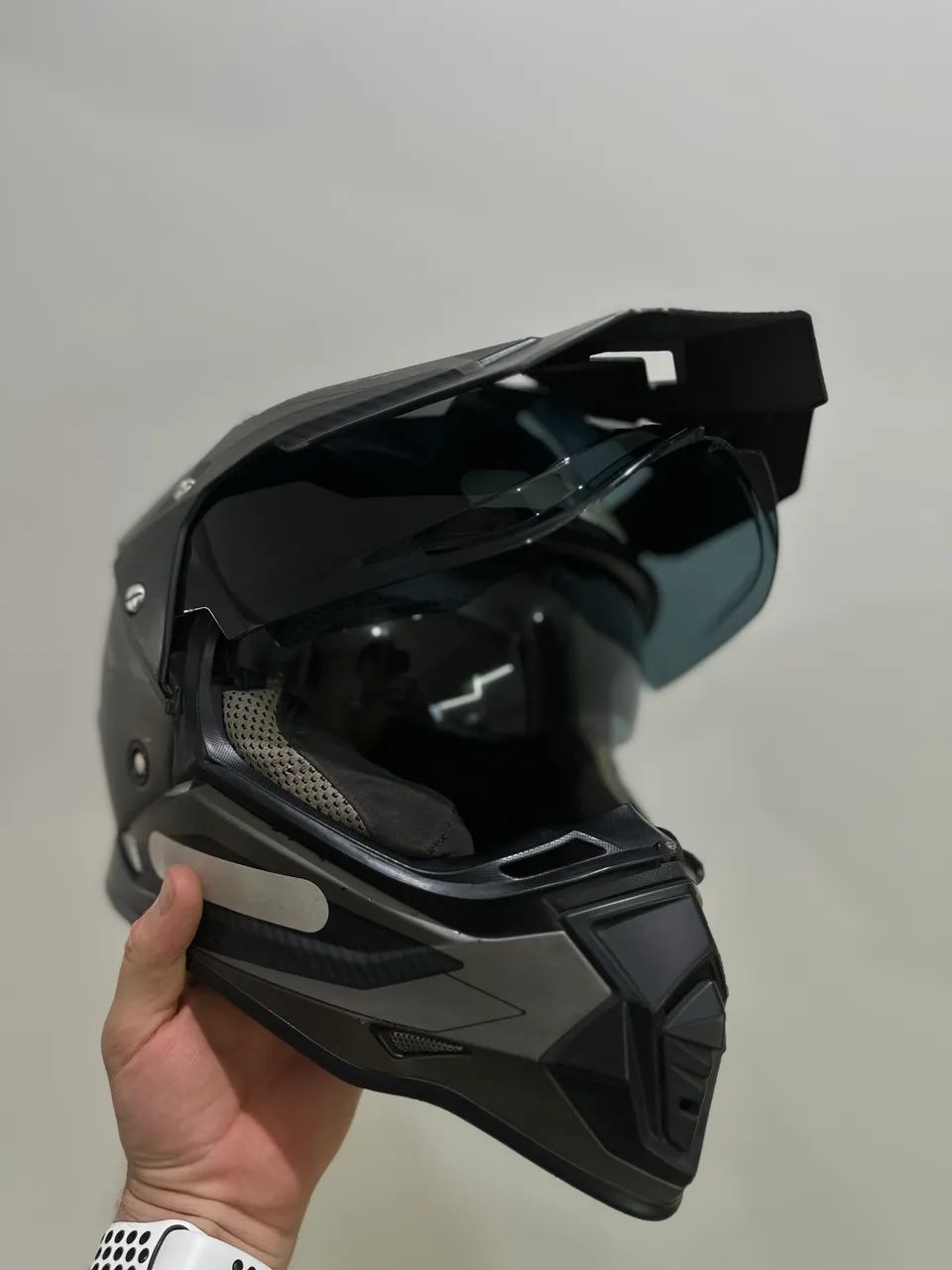 Capacete Helt Cross Vision Glass Titanium 2 Viseiras 1 Fumê