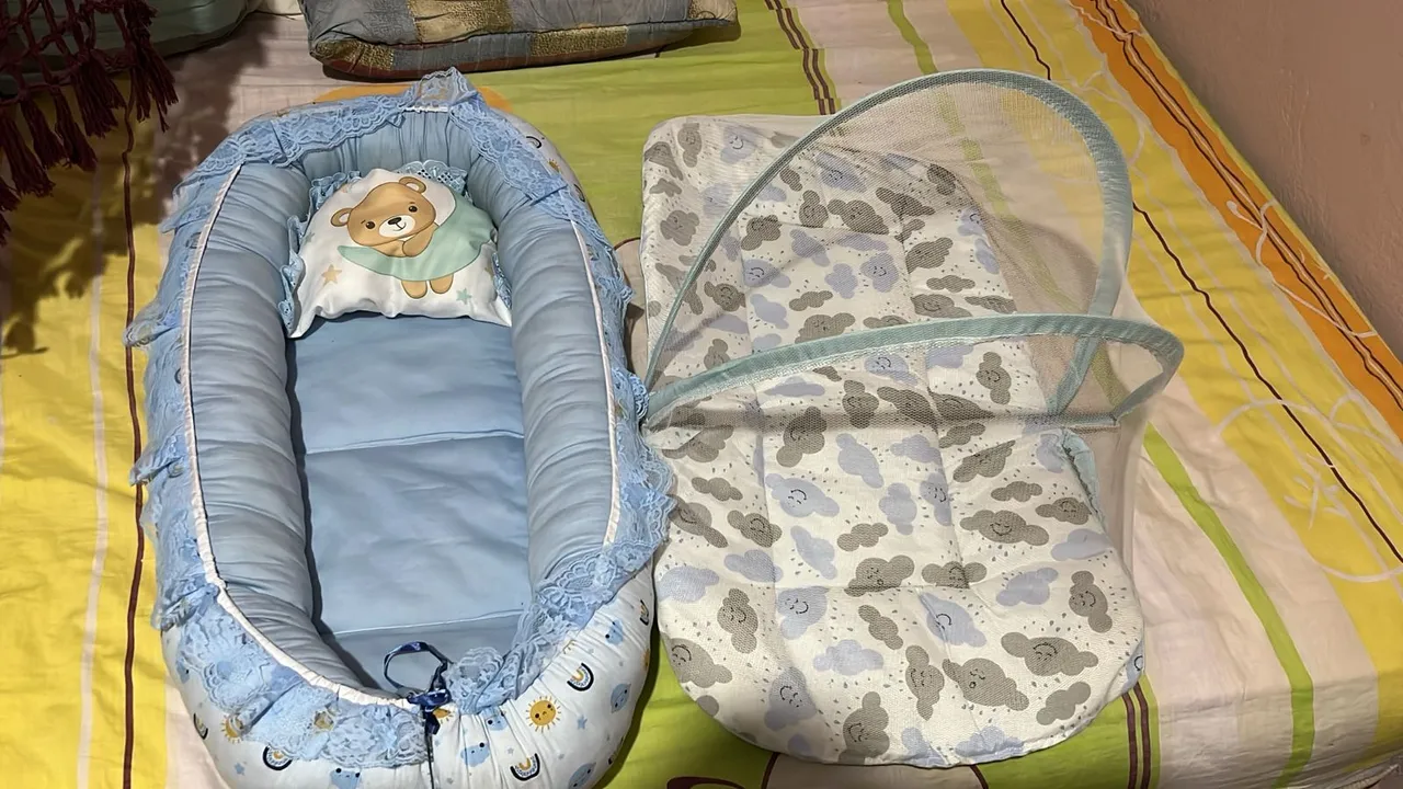 Ninho para bebê com mosquiteiro e almofada