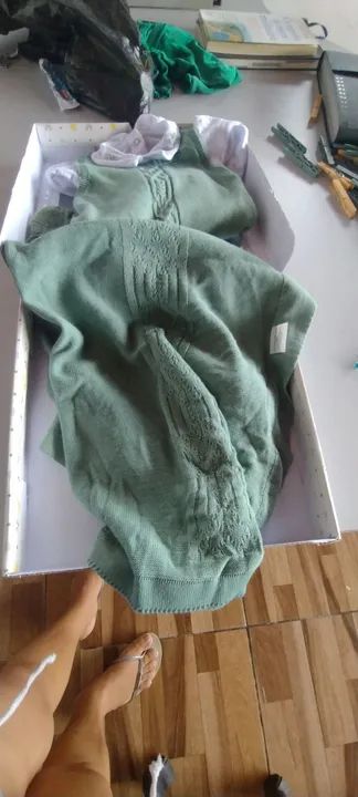Saída maternidade Conjunto Macacão e Manta Bebê Verde - Novo - Foto 4
