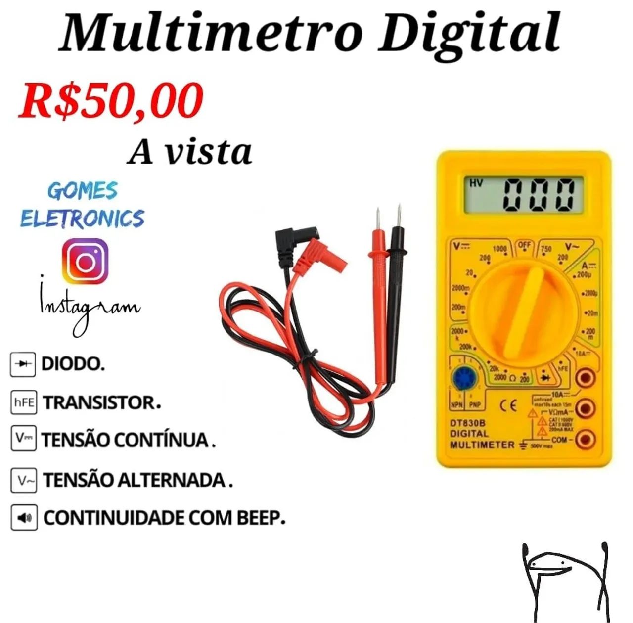Multímetro Digital DT830B - R$50,00