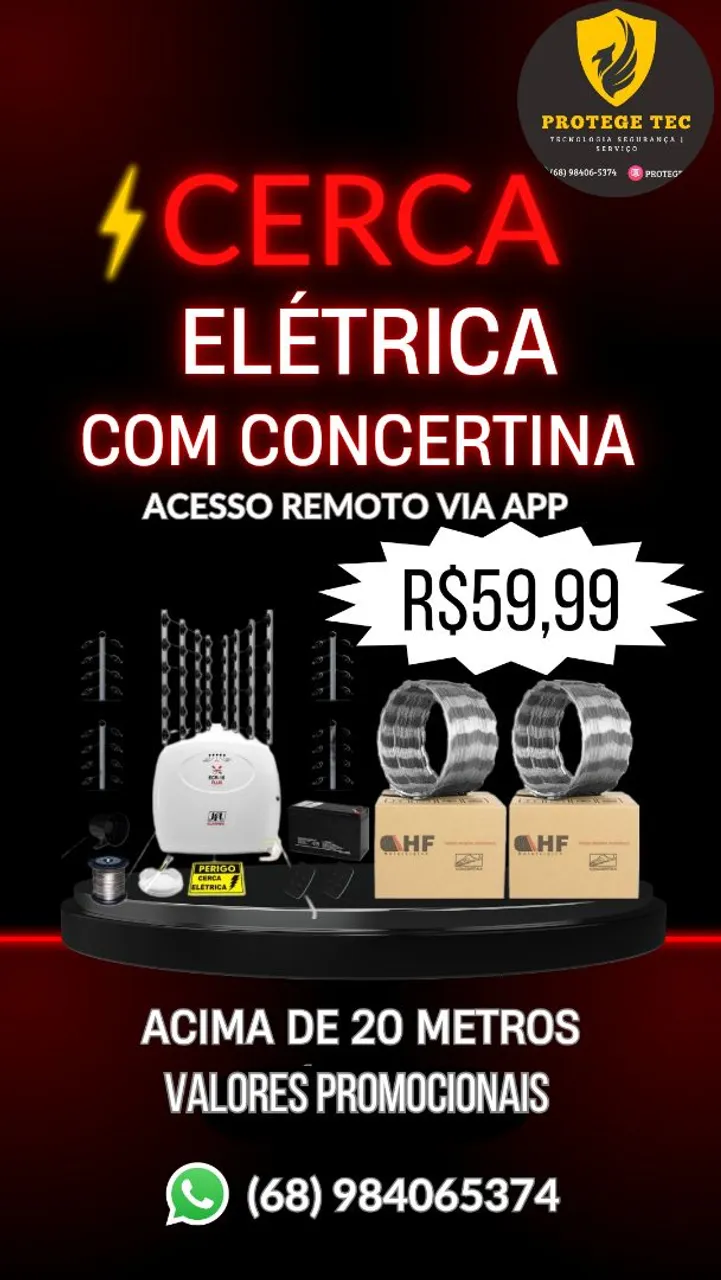 Cerca Elétrica com Concertina - Acesso Remoto via App