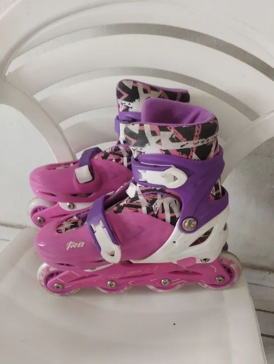 Patins Infantil Rosa e Lilás - Tamanho 32 - Foto 2