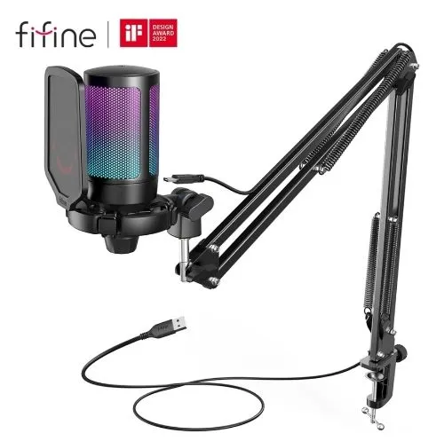 Microfone Gamer Fifine Novo Original com Braço Articulado