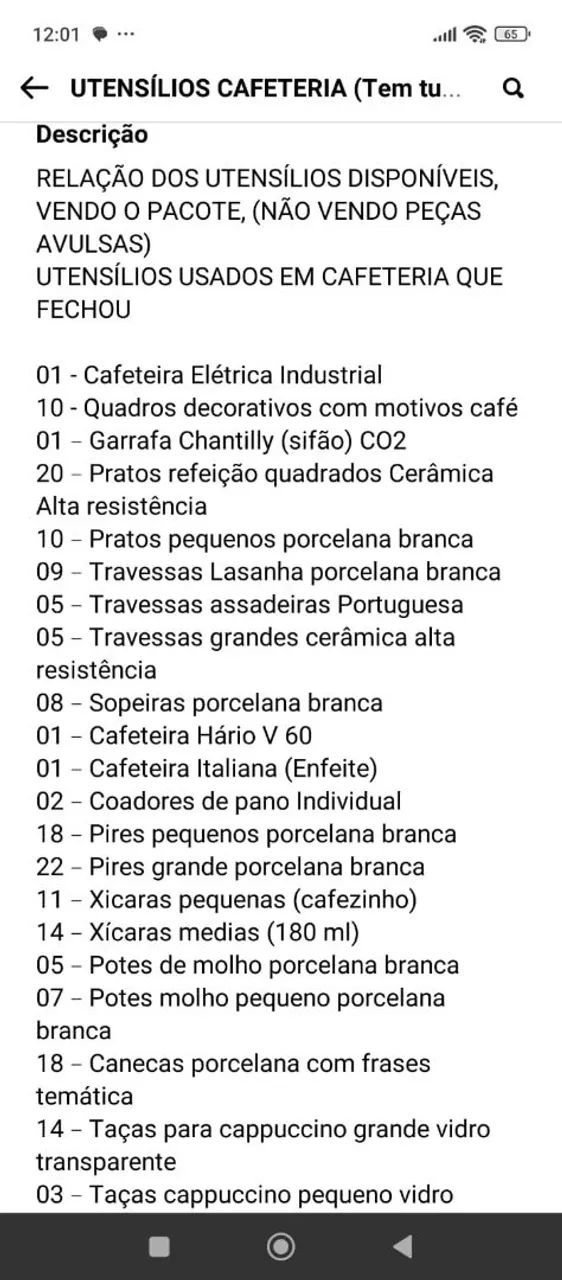 Itens para Cafeteria 64313657723395124