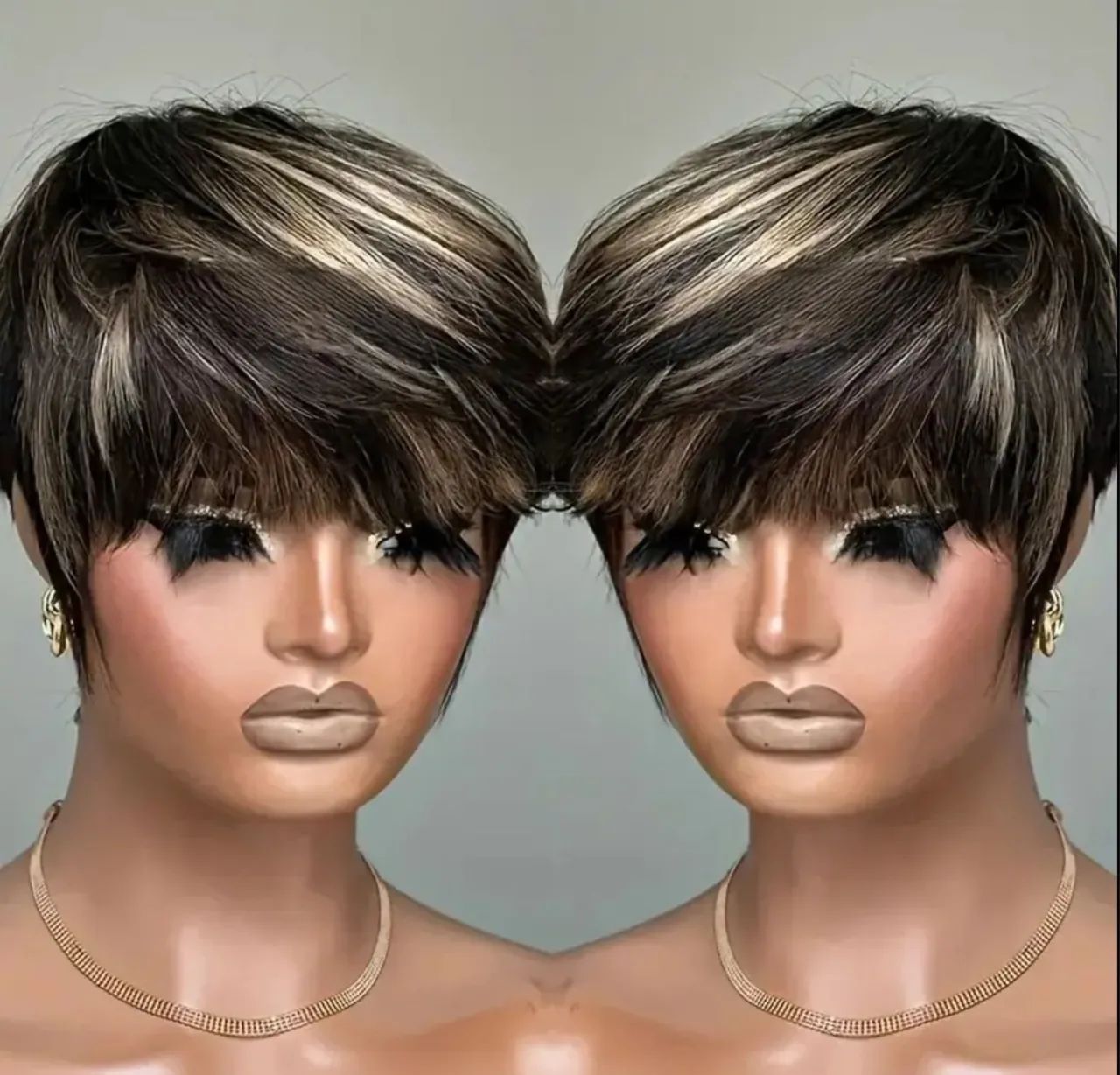 LACE WIG -CABELO HUMANO MORENA ILUMINADA PIXIE - Foto 4