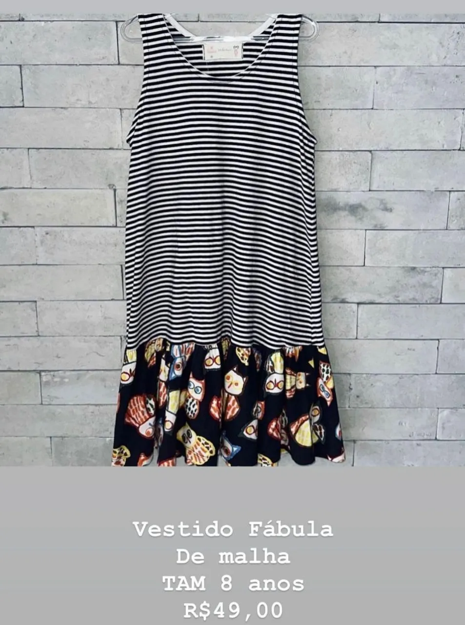 Vestido Fábula de Malha TAM 8 anos
