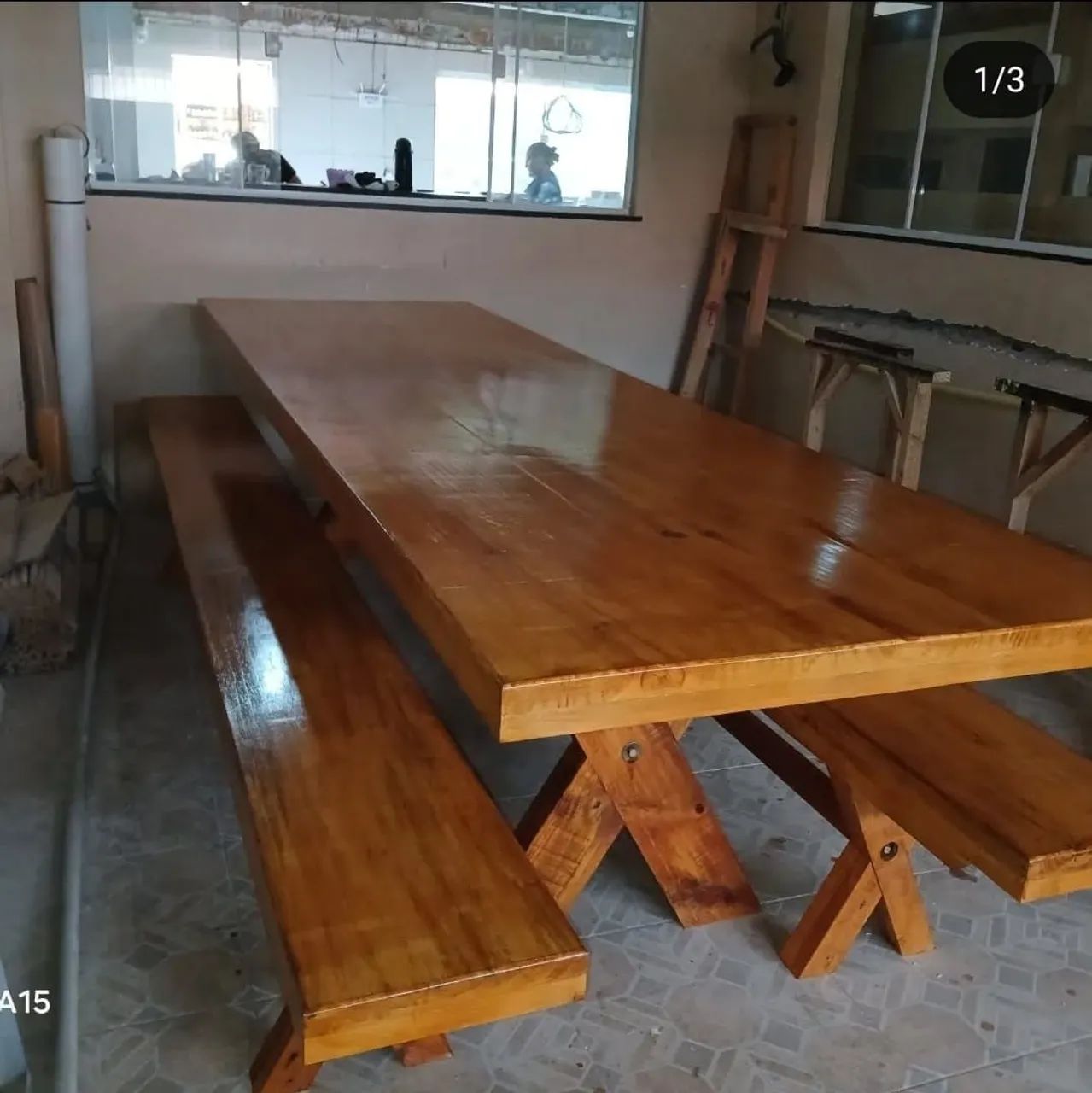 Mesa madeira maciça rustica - Foto 2