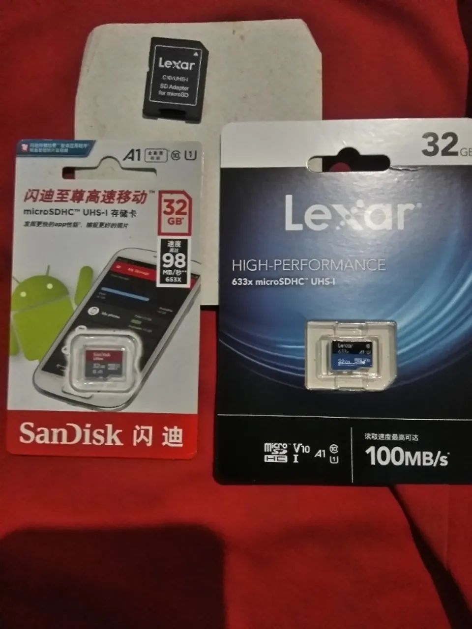 Cartões de memória Lexar e Sandisk 32GB 