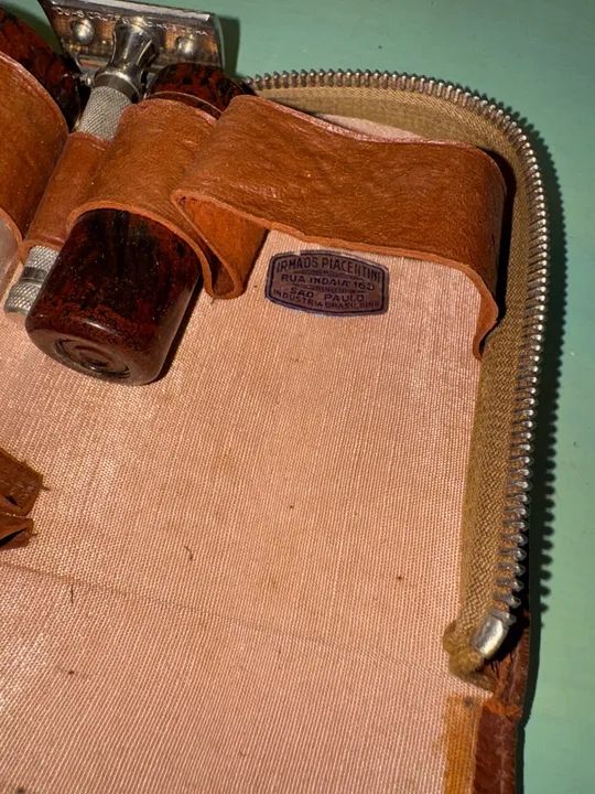 Kit de barbear vintage em couro Colecionadores antigo retro - Foto 6
