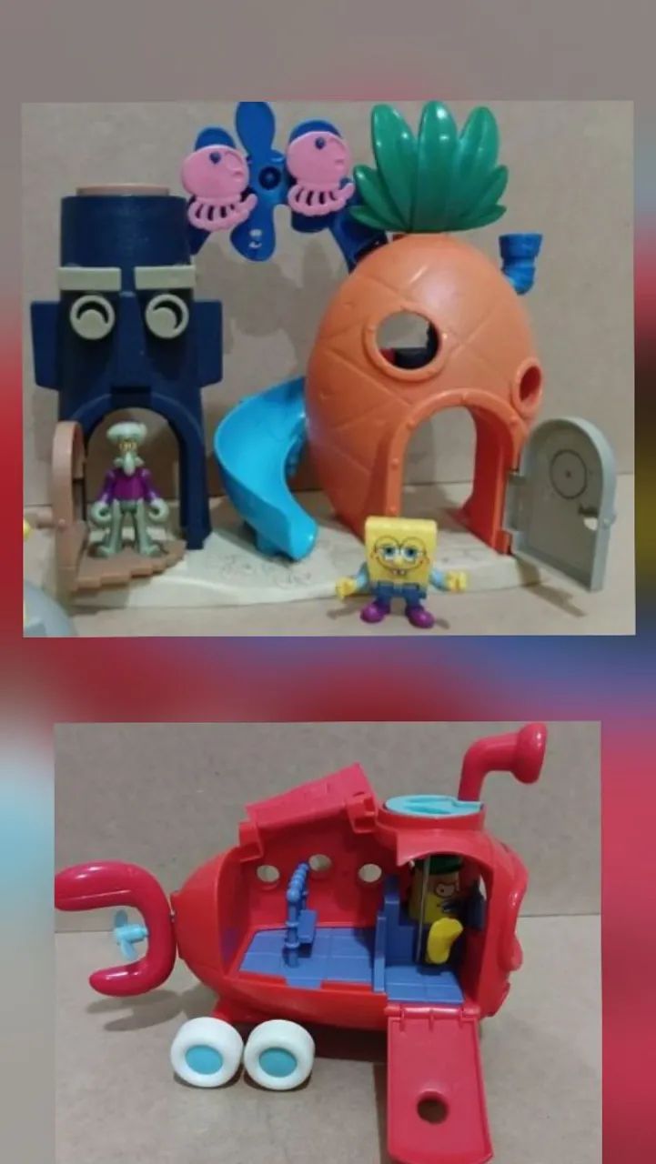 Kit casa do bob esponja + submarino imaginext