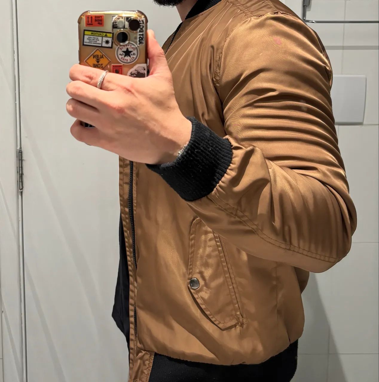 jaqueta bomber masculina P marrom - Foto 2