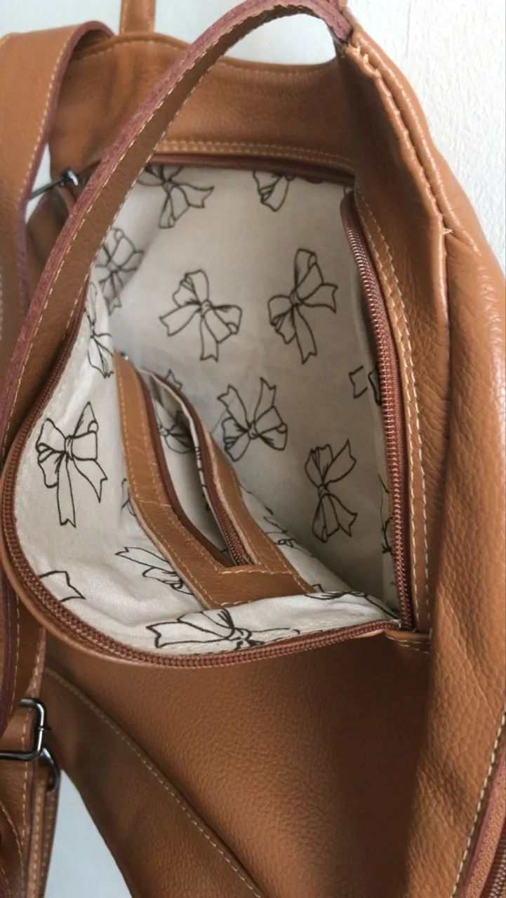 Mochila feminina, em couro puro, nova - Foto 5