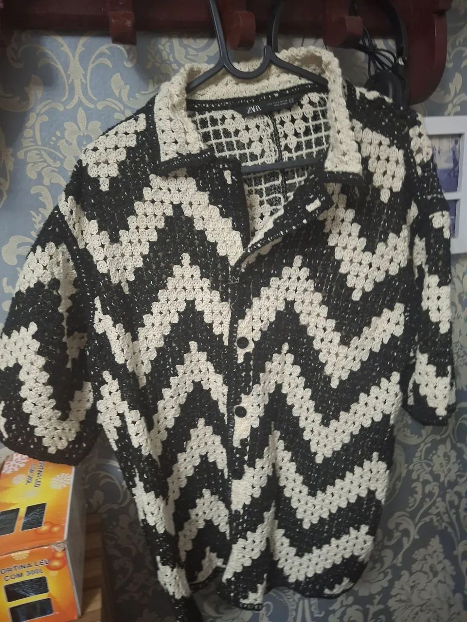 Camisa croche preto e branco