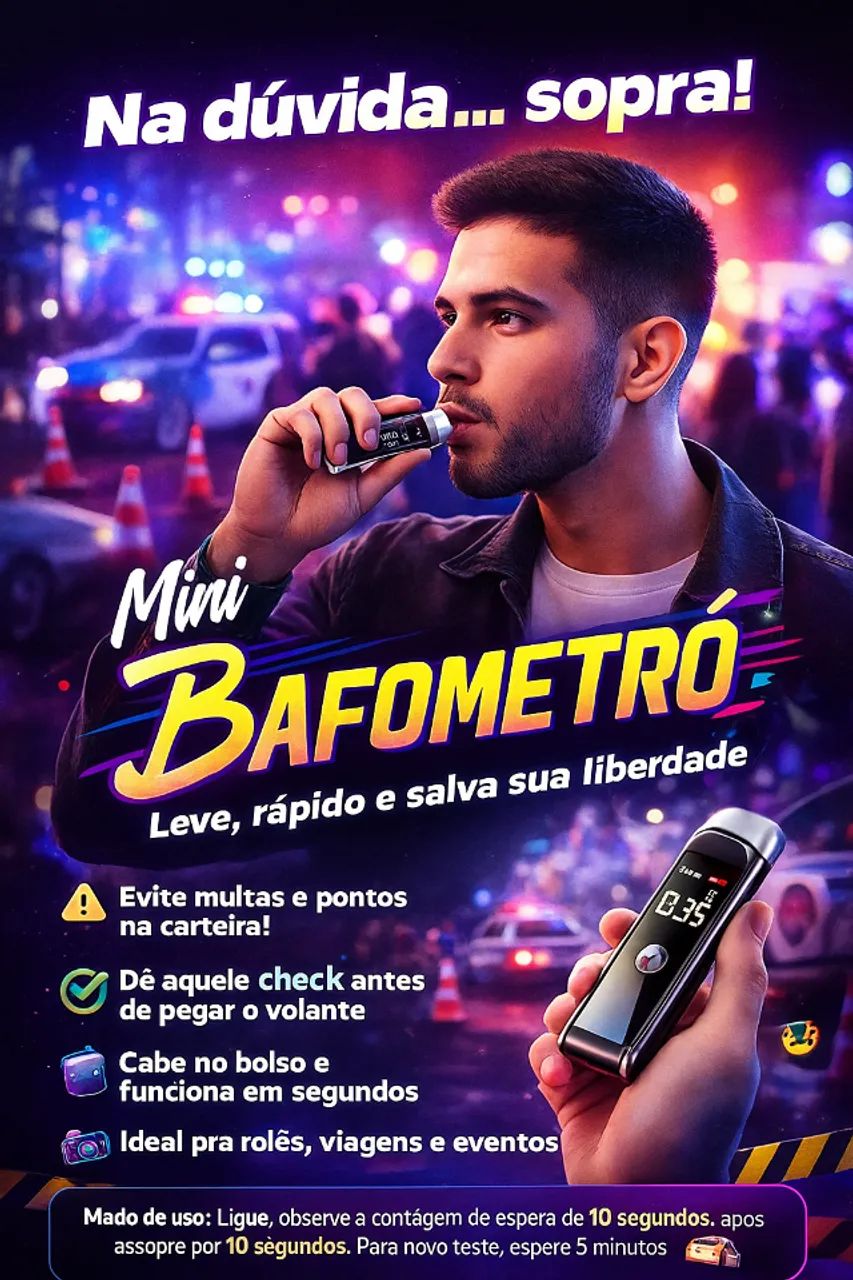 Etilômetro Testador Álcool Digital Bafometrô Alta Precisão Sensor H100 - Foto 2