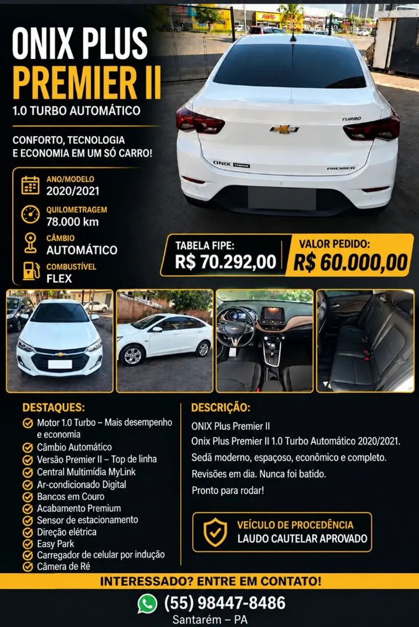 Chevrolet Onix ONIX SED. Plus PREM. 1.0 12V TB Flex Aut 2021