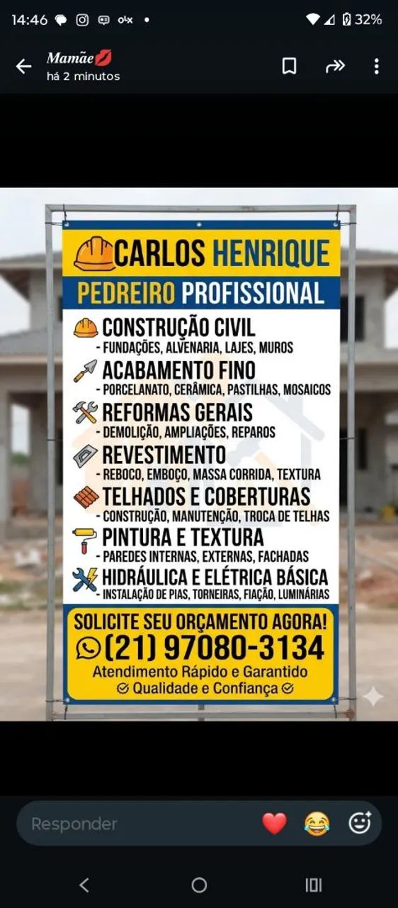 sou pedreiro empreiteiro!