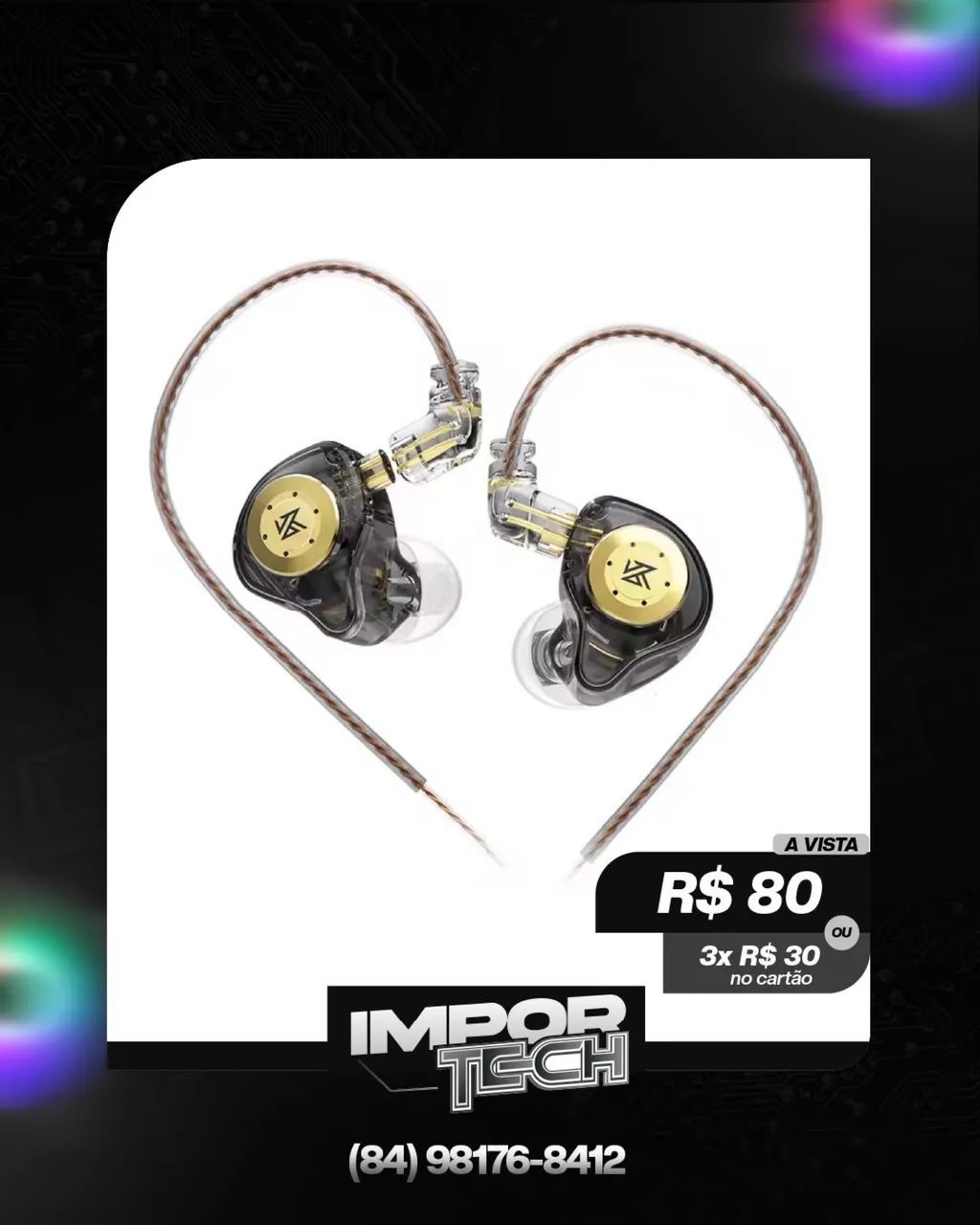 Fone KZ-EDX PRO (Preto). @importech_084