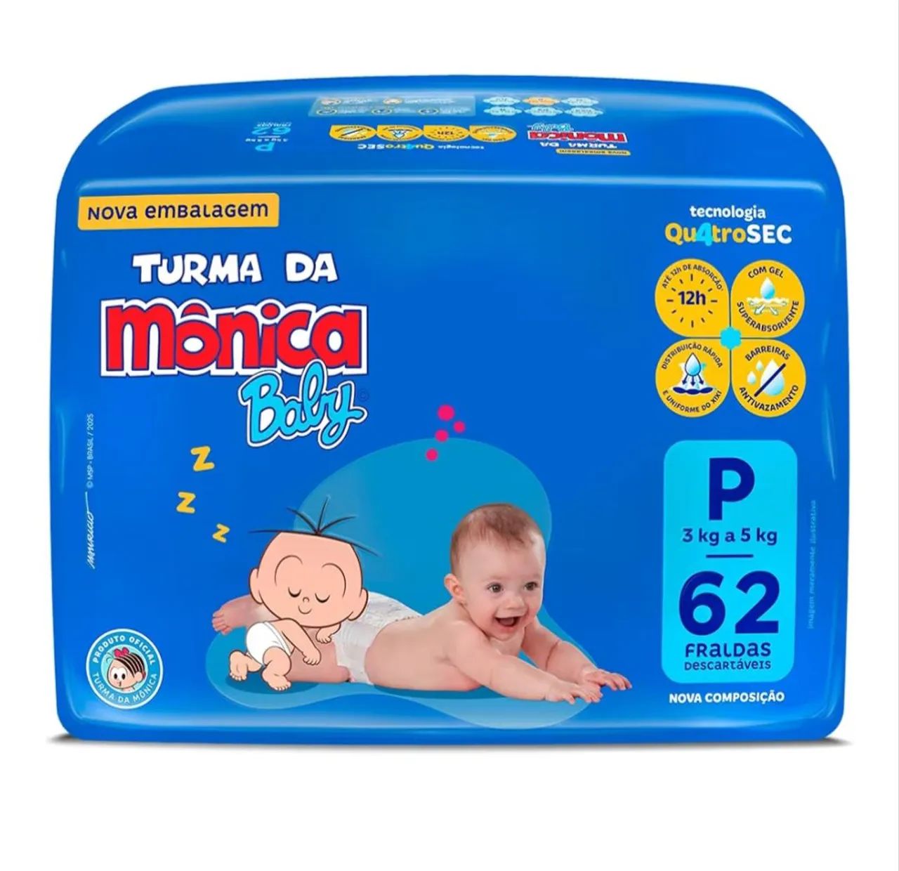 Fralda P 62 fraldas 