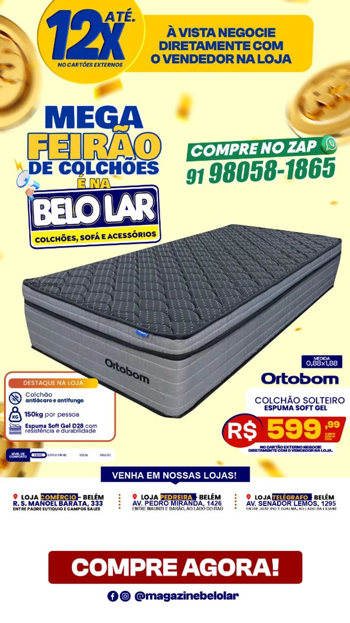 Cama Box Solteiro Espuma Soft Gel