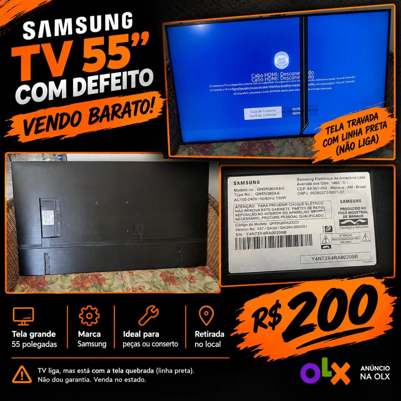 Tv 55 , quebrada pra retirada de peças  - Foto 4