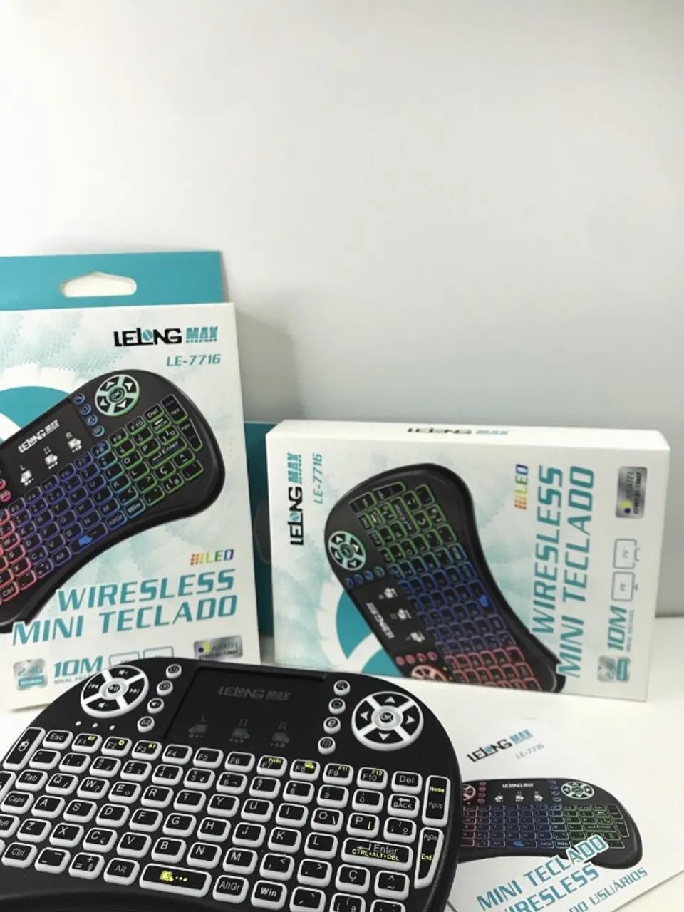 MINI TECLADO COM TOUCH PAD WIRESLESS SEM FIO LED