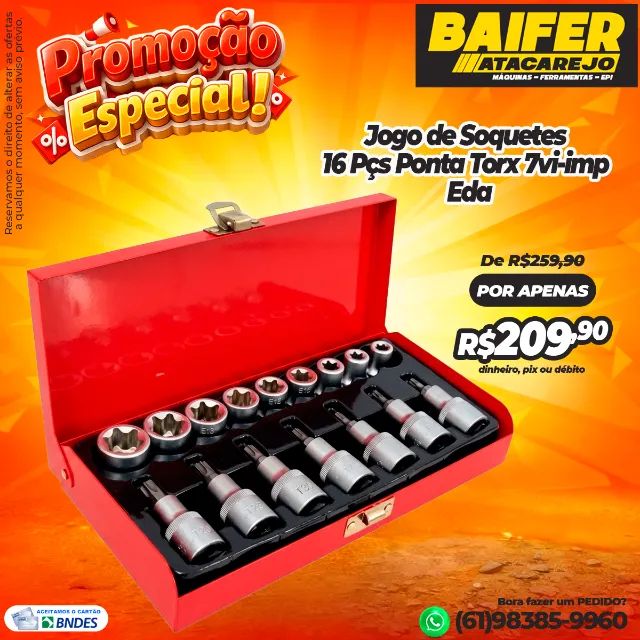Jogo de Soquetes 16 Pçs Ponta Torx 7vi-imp Eda