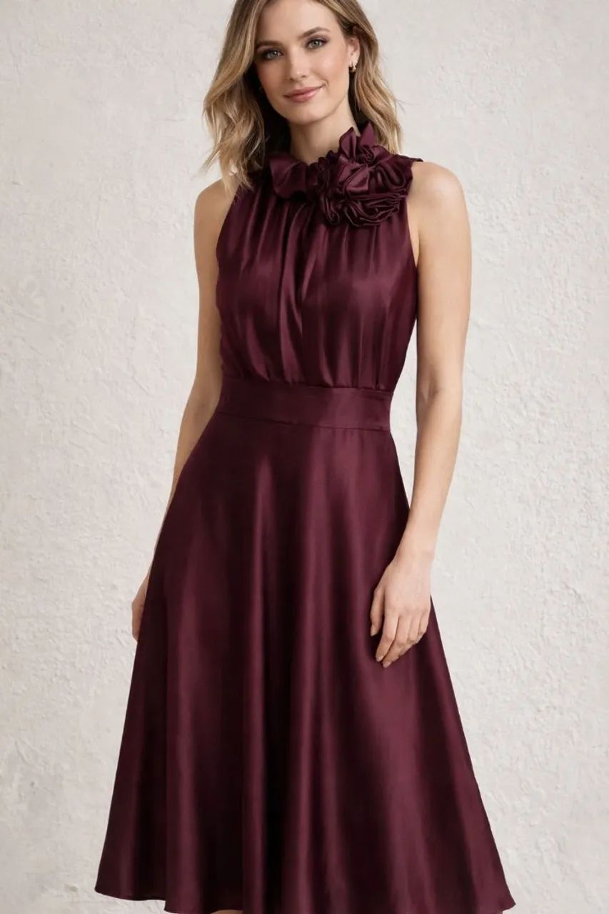 Vestido em seda roxo