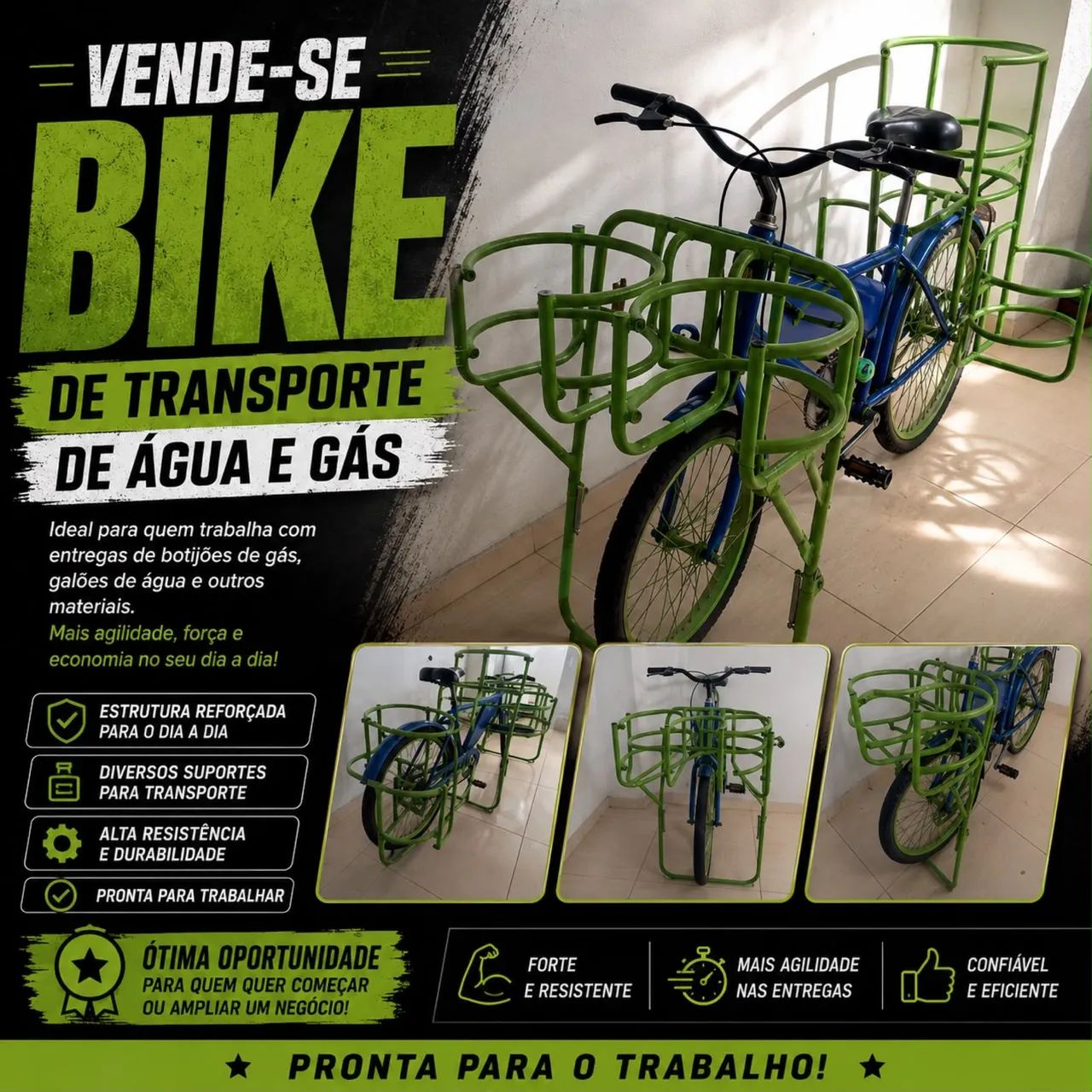 Bike de transporte de água e gás 