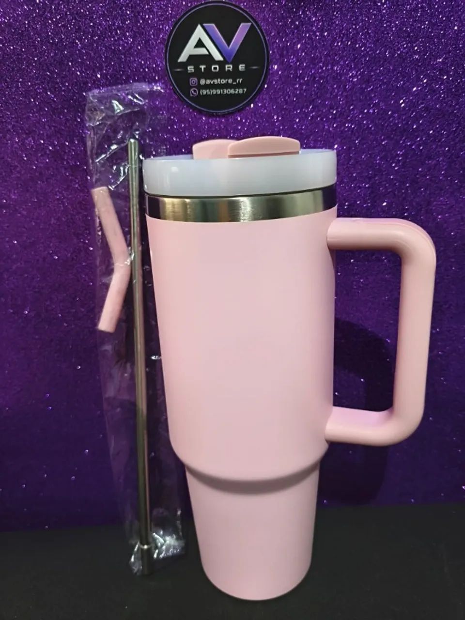 Copo término 1.2L inox com alça e canudo, qualidade premium! @avstore_rr  - Foto 2