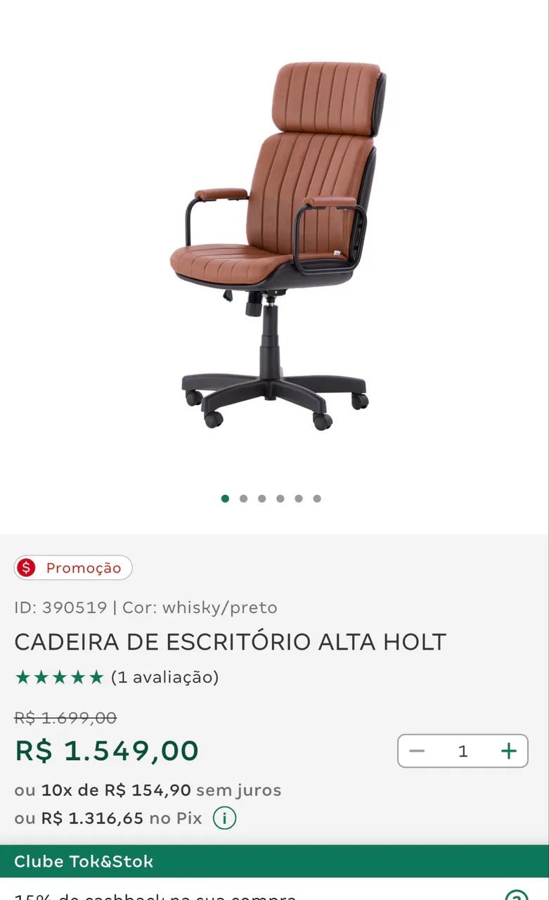 Cadeira Escritório Alta Tok Stok - Foto 4