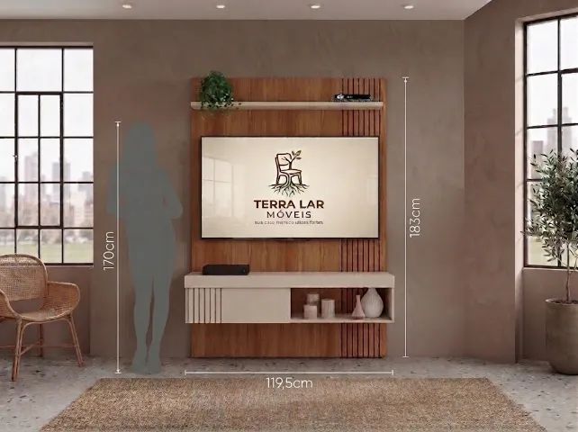 Painel para TV até 50 Polegadas Safira Freijó Off White - Frete Grátis - Foto 2