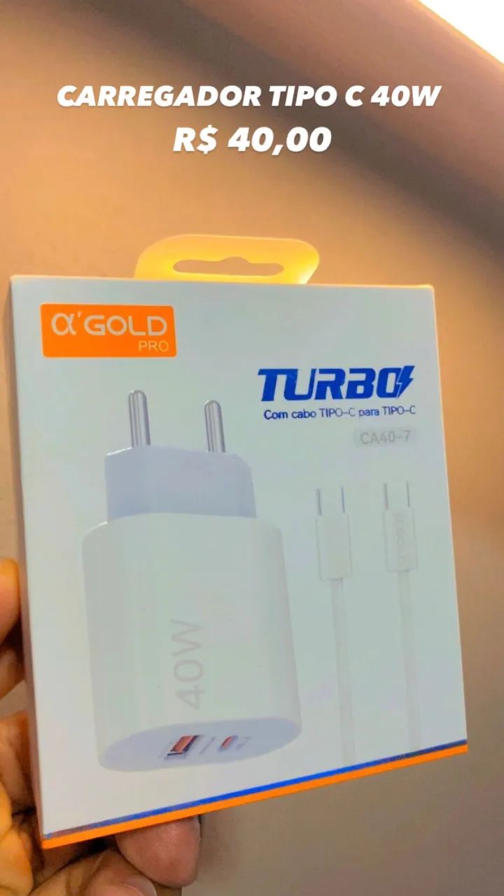 Carregador 40w tipo c completo