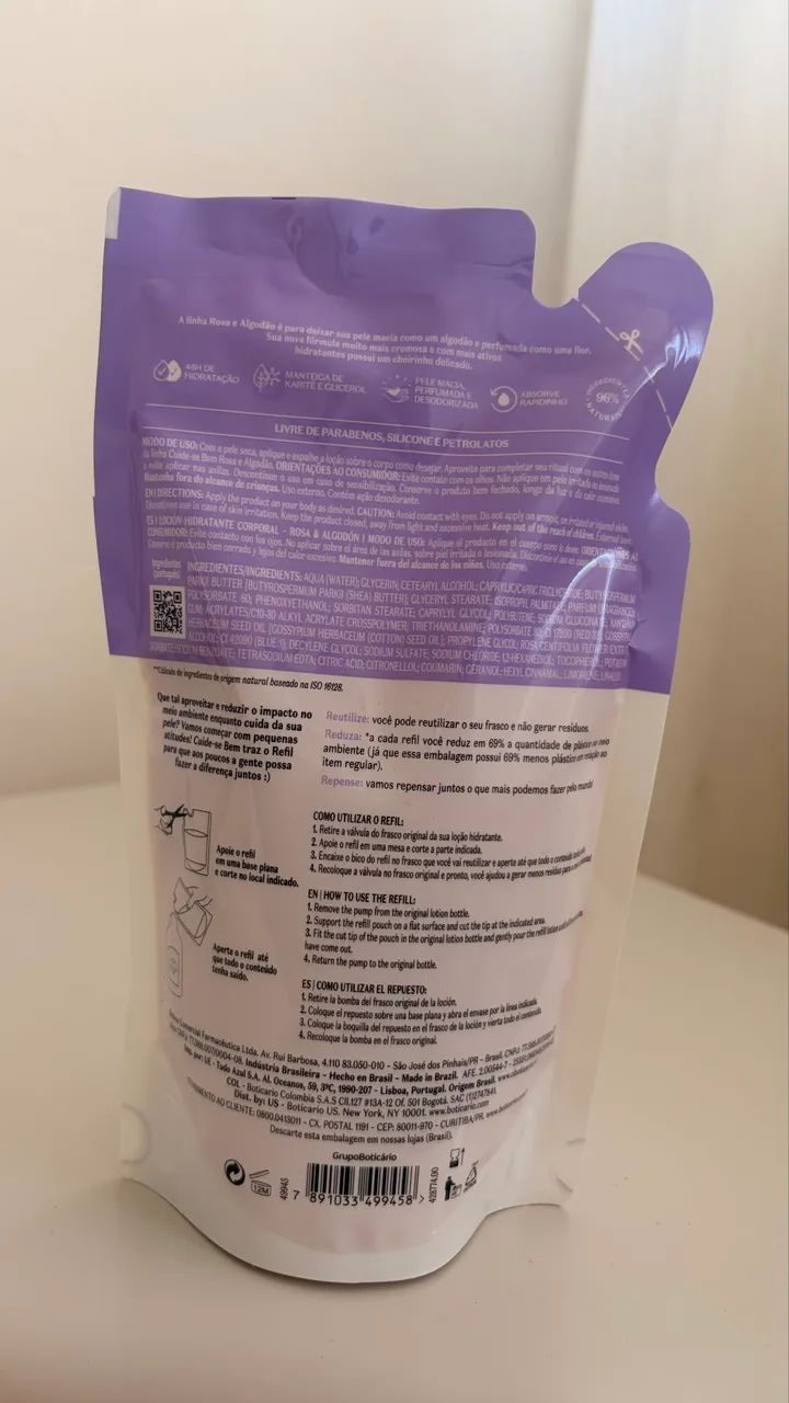 oBoticário - Refil Hidratante Rosa e Algodão - 350ml - Foto 2