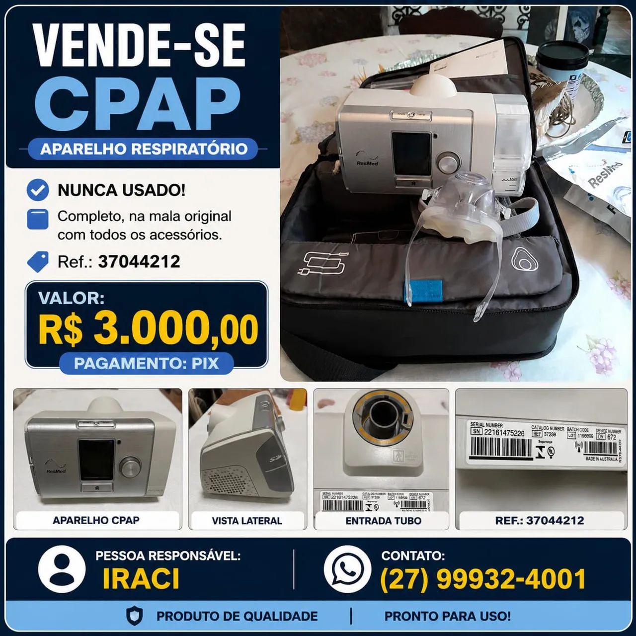 Aparelho Respiratório CPAP 