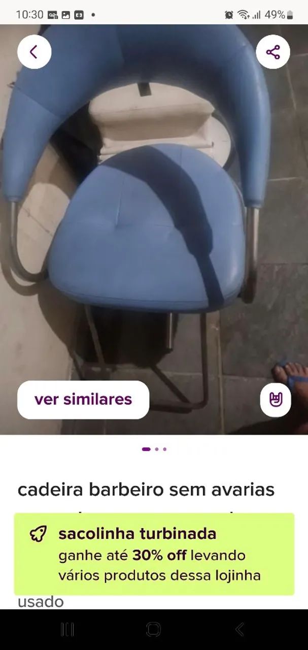 Cadeira de barbeiro ou cadeira de barbearia sem avaria.