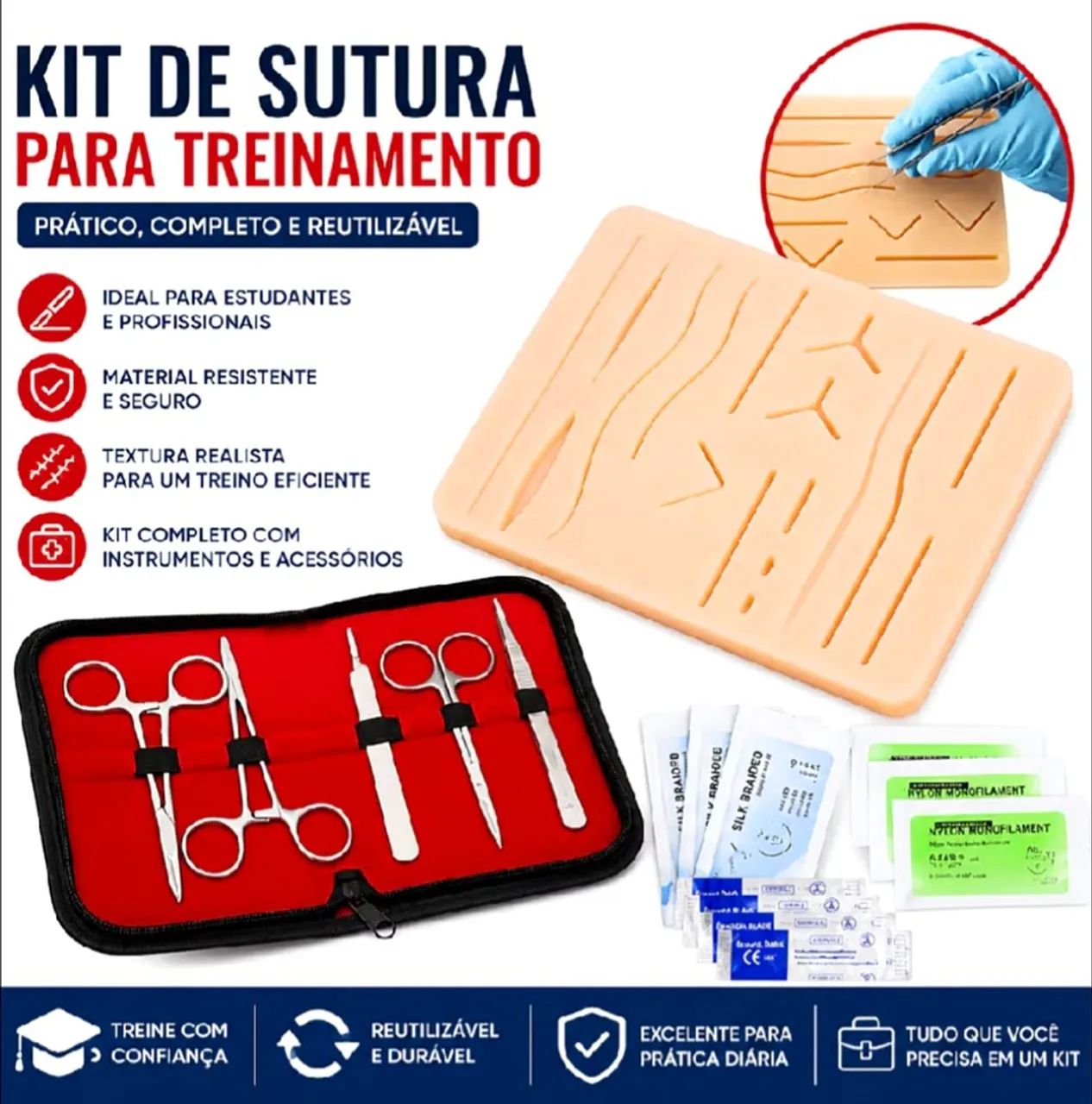 Kit Treino Veterinária com Pad Simulador + Instrumentais - 25 peças - Foto 6